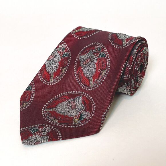 Vintage ROBERT TALBOTT Nordstrom Silk Necktie SANTA CLAUS Red/Multi Made In USA - Picture 1 of 5